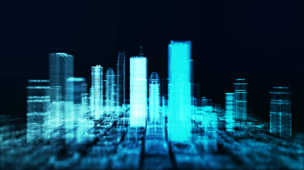 istock isometric 3d hologram of cityscape with motion effect 991978782
