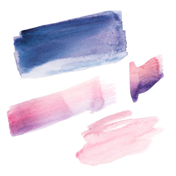 istock Hand-painted watercolor pastel cute pink stains brushstroke illustration set 991983240