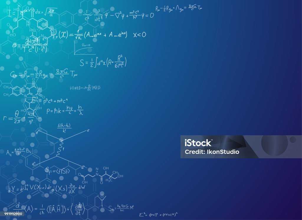 Background scientifico con formule - arte vettoriale royalty-free di Simbolo matematico