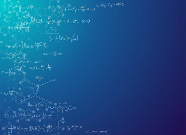 illustrazioni stock, clip art, cartoni animati e icone di tendenza di background scientifico con formule - chemistry molecular structure molecule formula