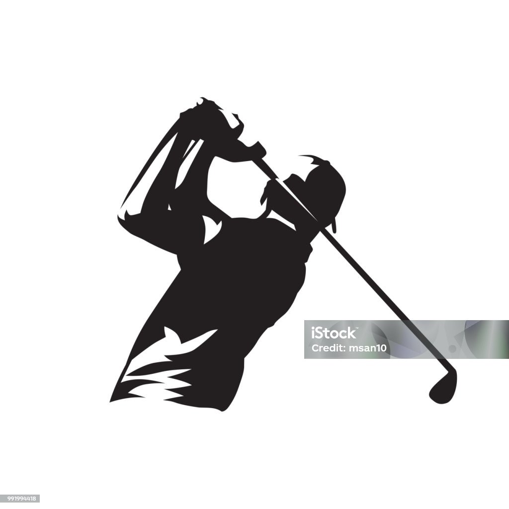 Símbolo del jugador de golf, silueta vector aislado - arte vectorial de Golf libre de derechos