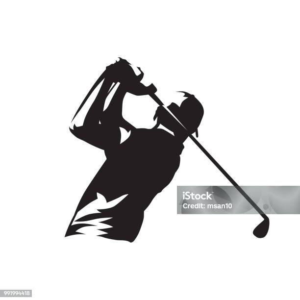 Golf Player Symbol Isolated Vector Silhouette Stock Illustration - Download Image Now - Golf, Golfer, Icon Symbol