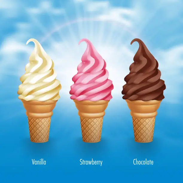 Vector illustration of Ice cream cones