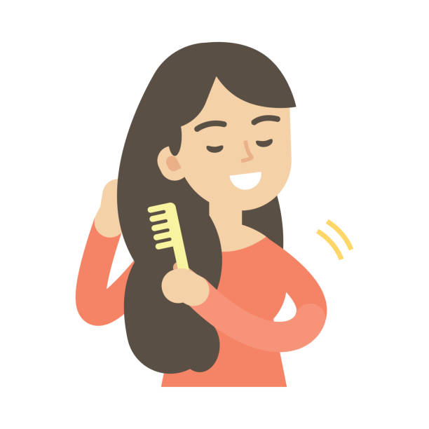 Young Woman Combing Hair Cute Vector Illustration Stock Illustration -  Download Image Now - iStock