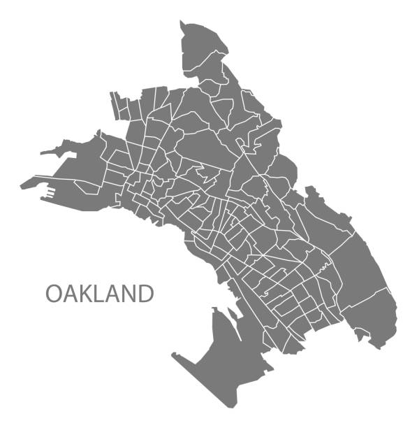 カリフォルニア州立オークランド市内地図 131 近所に灰色のイラスト シルエット図形 - oakland california点のイラスト素材／クリップアート素材／マンガ素材／アイコン素材