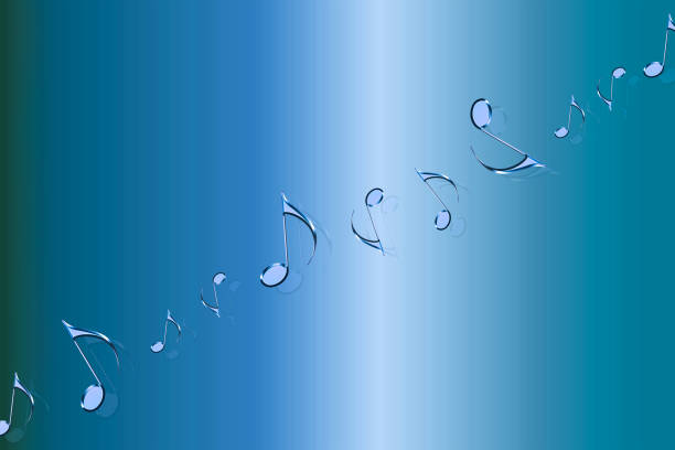 istock abstract blue background with gold musical notes illustration - music theme background 992042522