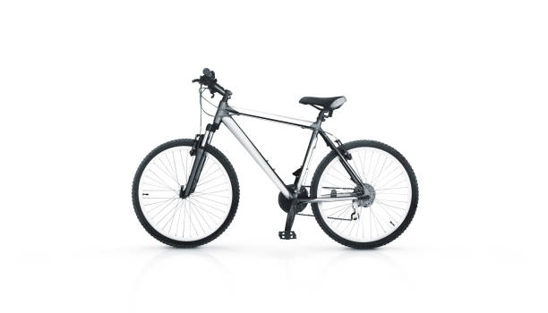Blank white sport bicycle mock up, stand isolated, front view