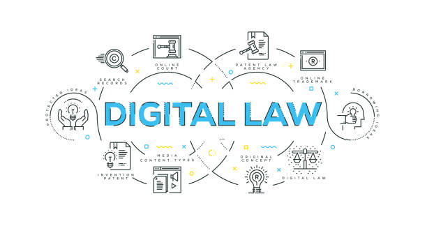 Digital Law Modern Flat Design Digital Law Modern Flat Design lawyer backgrounds stock illustrations