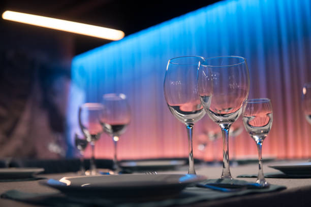 istock set of shiny wineglasses in restaurant; 992046542