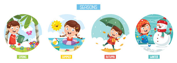 ilustrações, clipart, desenhos animados e ícones de ilustração em vetor de temporadas - winter child coat baby girls