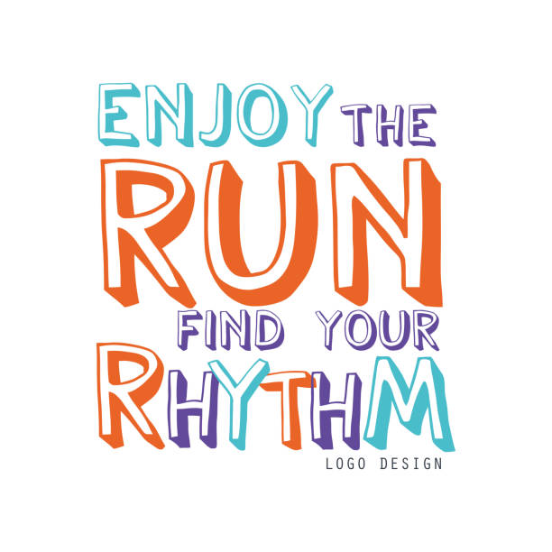 istock Enjoy the run find your rhythm icon design, inspirational and motivational slogan for running poster, card, decoration banner, print, badge, sticker vector Illustration 992061802