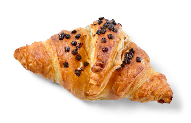 istock Fresh chocolate croissant, top view, isolated 992062264
