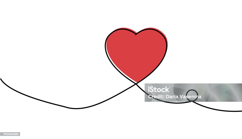 Continuous one line drawing of red heart Continuous one line drawing of red heart isolated on white background. EPS10 vector illustration for banner, template, poster, web, app, valentine's card, wedding. Black thin line image of heart icon. Heart Shape stock vector