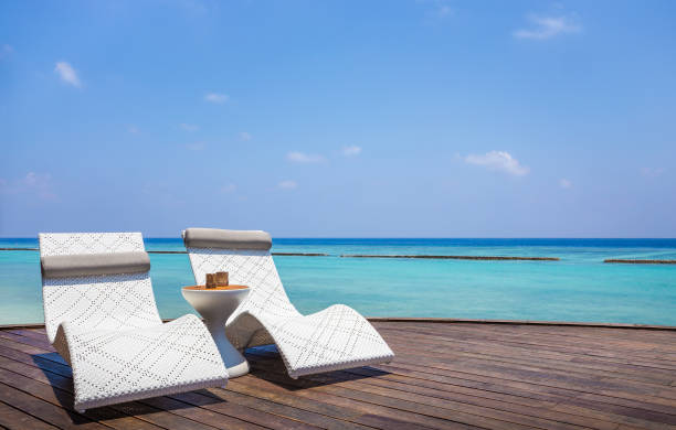 istock Deckchair and turquoise Indian ocean 992080530