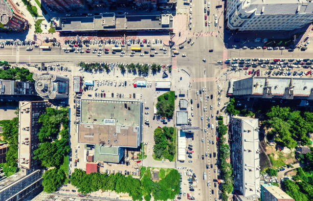 istock Aerial city view. Urban landscape. Copter shot. Panoramic image 992083714