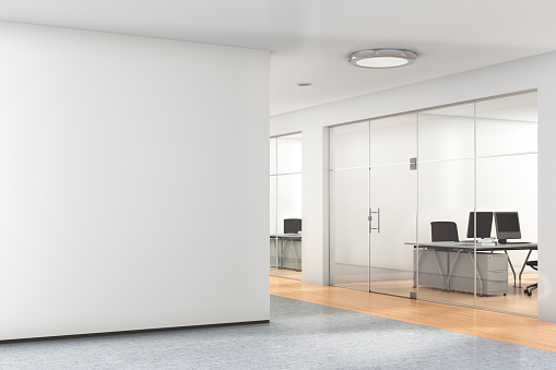 Blank wall in modern office. 3d illustration