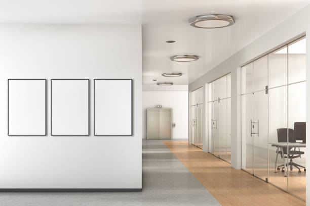 Blank poster on the wall in modern office