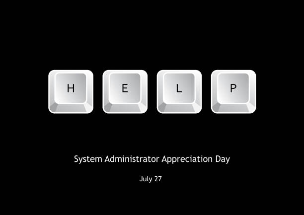 System Administrator Appreciation Day vector Vector illustration keyboard keys. Keyboard on a black background. Help on the keyboard. Important day computer keyboard keys stock illustrations