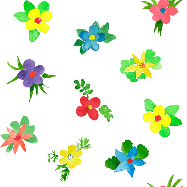 istock seamless pattern of watercolor simlpe flat flowers 992089158