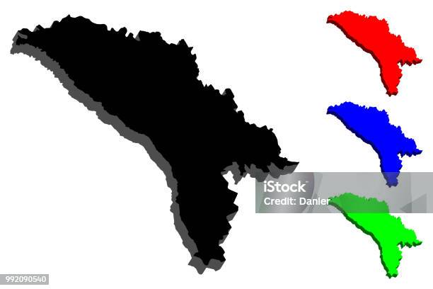 3d Map Of Moldova Stock Illustration - Download Image Now - Abstract, Black Color, Blue