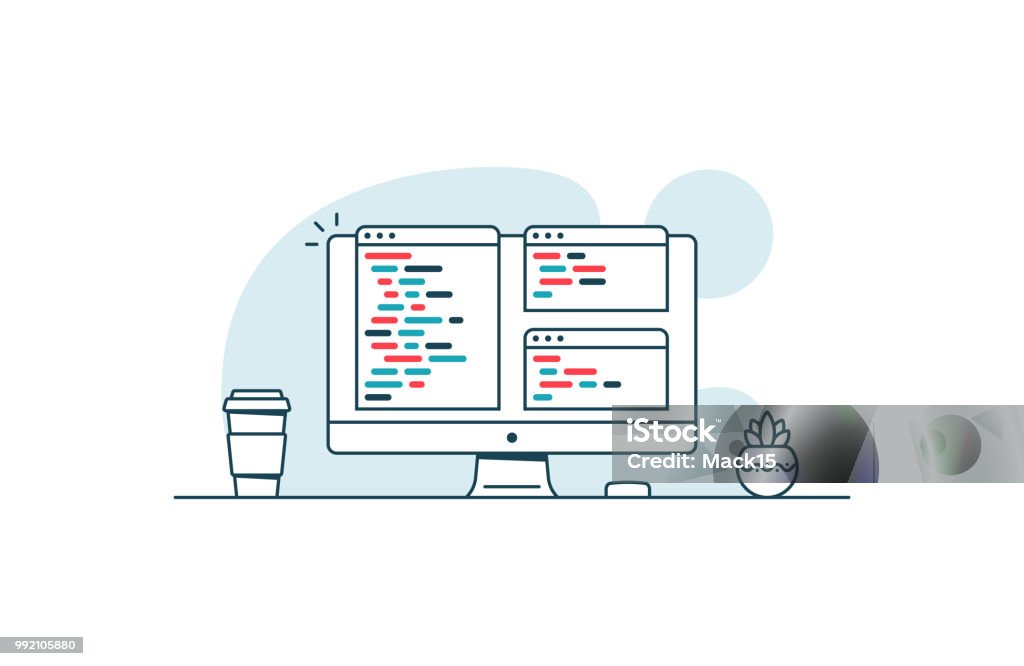 Softwareentwicklung Und Coding Technologies Computer Mit Sourcecode ...