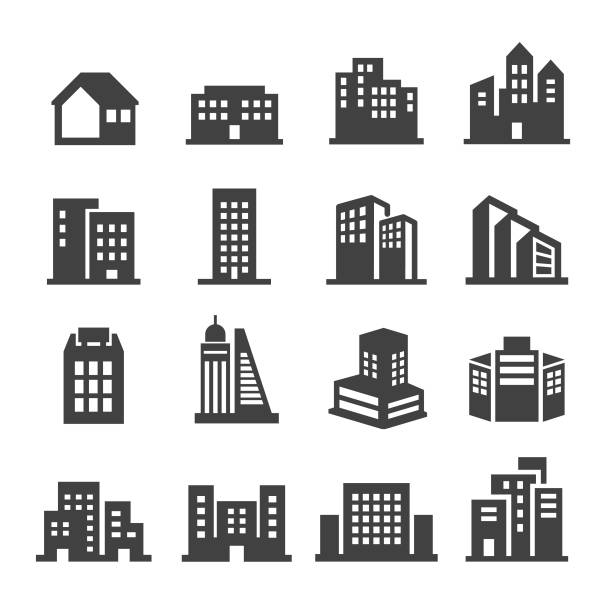 Building Icons - Acme Series Building, built structure, house penthouse icon stock illustrations