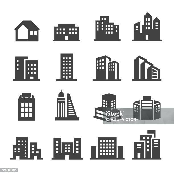 Building Icons Acme Series Stock Illustration - Download Image Now - Icon Symbol, Building Exterior, Office Building Exterior