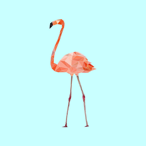 istock Low poly colorful Flamingo bird on blue back ground,animal geometric concept,vector 992114324