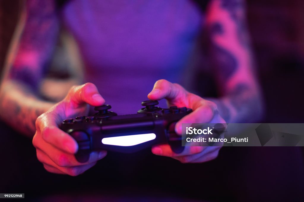 Young Women Gamer Video Game Stock Photo