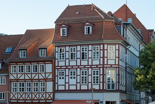 Typical half-timbered houses in old town of Goettingen, Lower Saxony, Germany