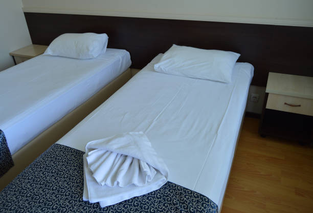istock Luxury room with two beds in a modern hotel 992140804
