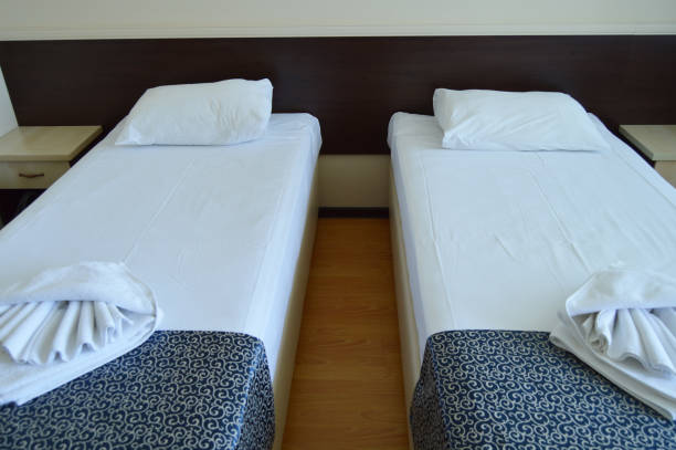 istock Luxury room with two beds in a modern hotel 992141096