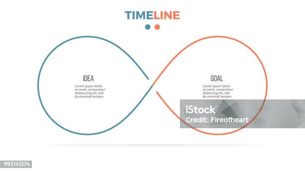 Business Infographics Timeline With 2 Steps Options Loops Vector Template Stock Illustration - Download Image Now