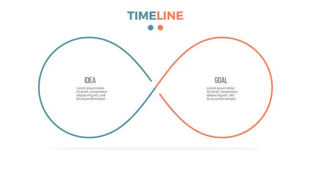 Vector illustration of Business infographics. Timeline with 2 steps, options, loops. Vector template.