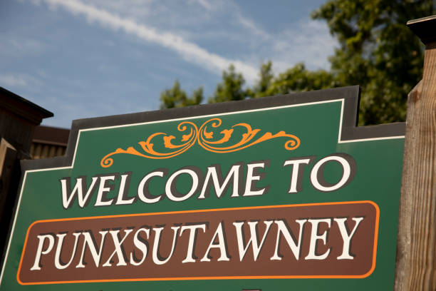 Welcome to Punxsutawney sign stock photo