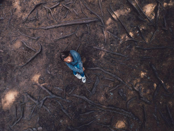 istock High Angle View of Girl in Forest 992145908