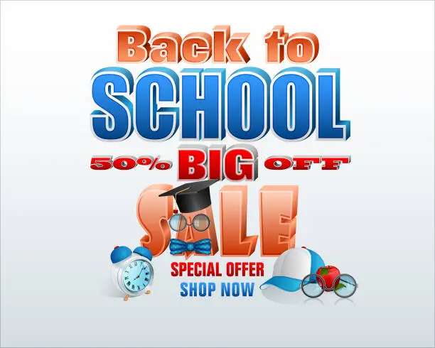 Vector illustration of Back to school, big sales, commercial events