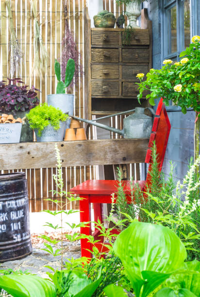 istock Relaxing area in cozy garden. 992182558