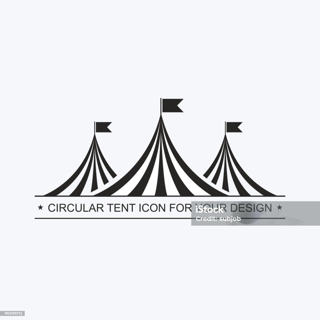 Circus tent template. Invitation to event, presentation. Circus building, circus hut awning, with balls, decoration, shapito, exterior appearance. pictogram Vector icon Traveling Carnival stock vector