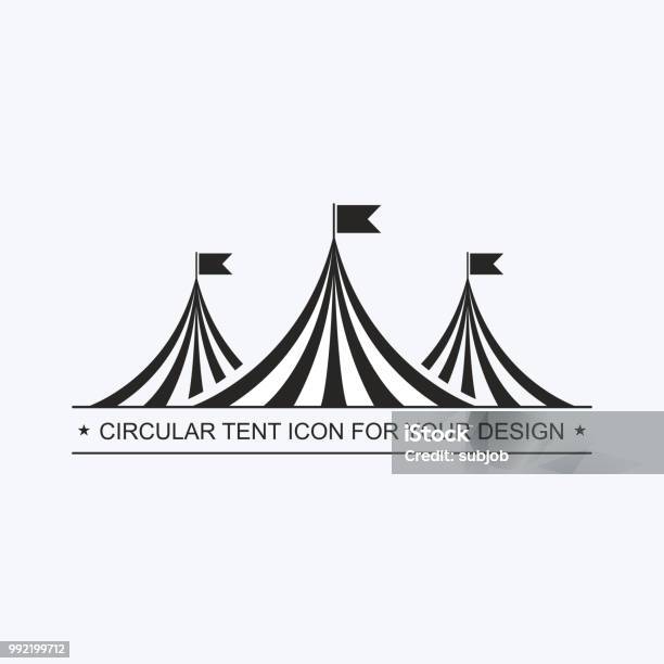 Circus Tent Template Invitation To Event Presentation Circus Building Circus Hut Awning With Balls Decoration Shapito Exterior Appearance Pictogram Vector Icon Stock Illustration - Download Image Now