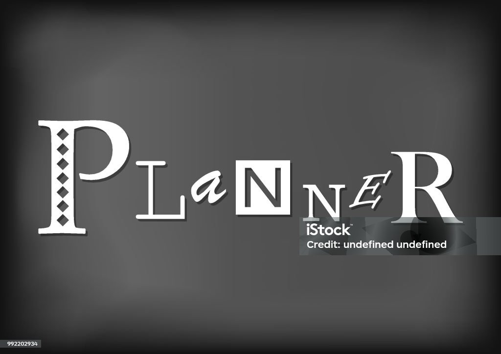 Planner Lettering Designs Lettering Of Planner With Different Letters In White On Blackboard ...