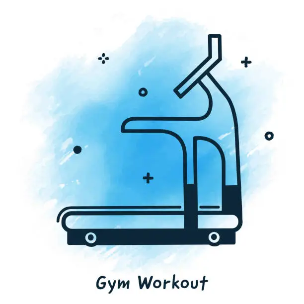 Vector illustration of Gym Workout Doodle Watercolor Background