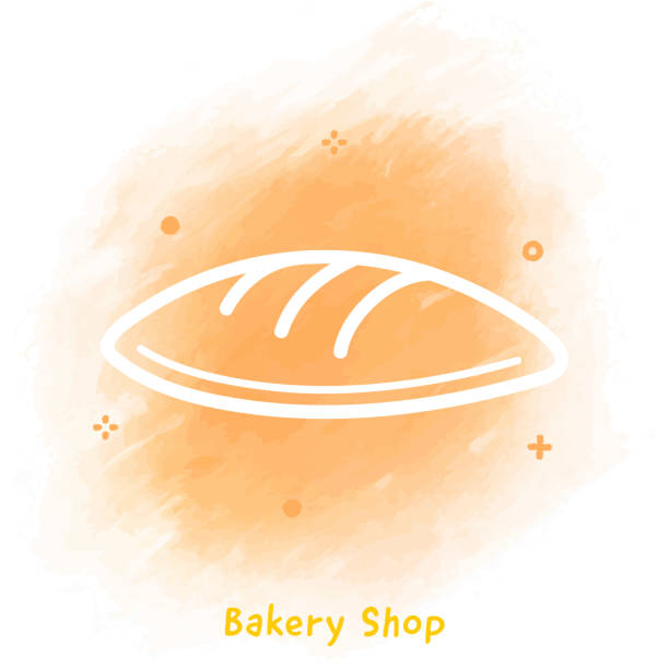 bäckerei doodle aquarell hintergrund - bread baked illustration and painting vector stock-grafiken, -clipart, -cartoons und -symbole