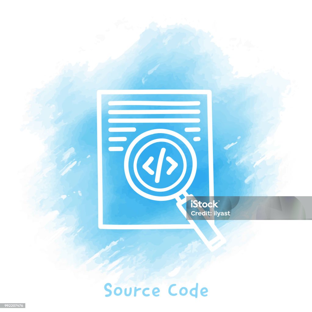 Source Code Art Draw Source Code Doodle Watercolor Background Stock Illustration - Download ...