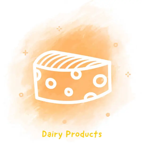 Vector illustration of Dairy Products Doodle Watercolor Background