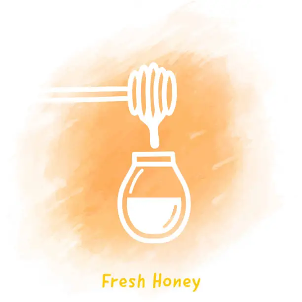 Vector illustration of Fresh Honey Doodle Watercolor Background