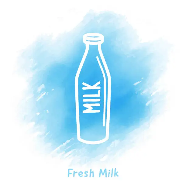 Vector illustration of Fresh Milk Doodle Watercolor Background
