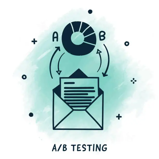 Vector illustration of A/B Testing Doodle Watercolor Background