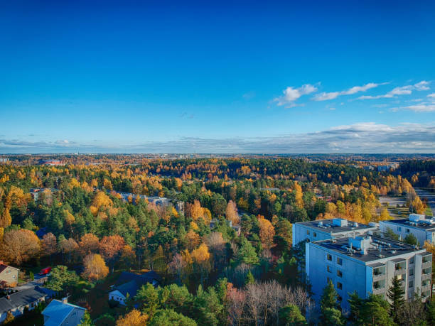 istock Aerial view to the suburbs at autumn. 992216284
