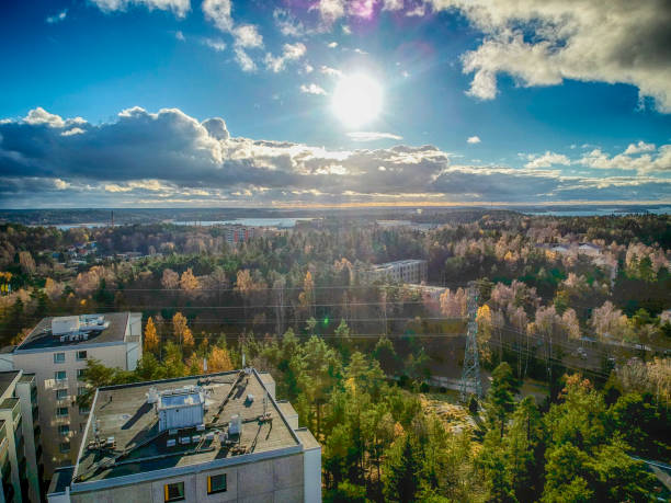 istock Aerial view to the suburbs at autumn. 992216294